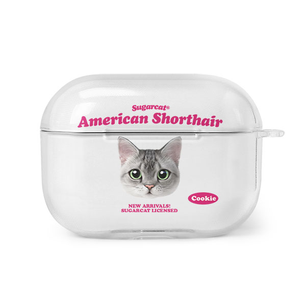 Cookie the American Shorthair TypeFace AirPod PRO Clear Hard Case