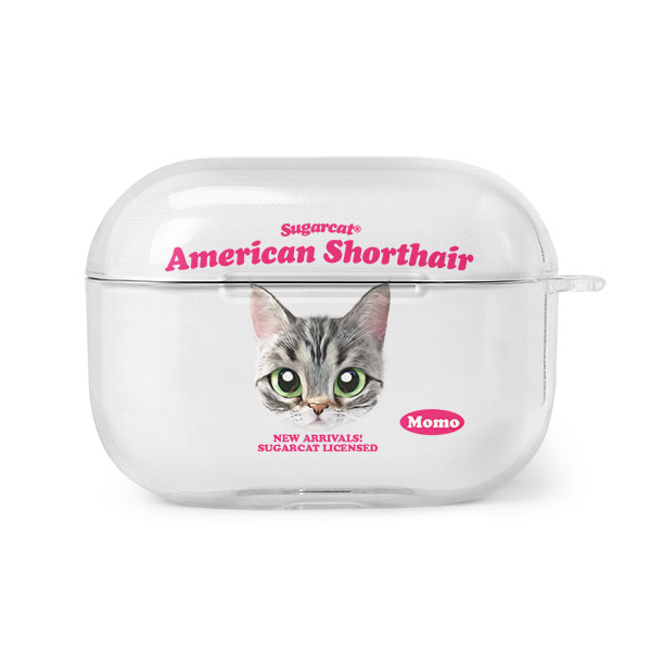 Momo the American shorthair cat TypeFace AirPod PRO Clear Hard Case
