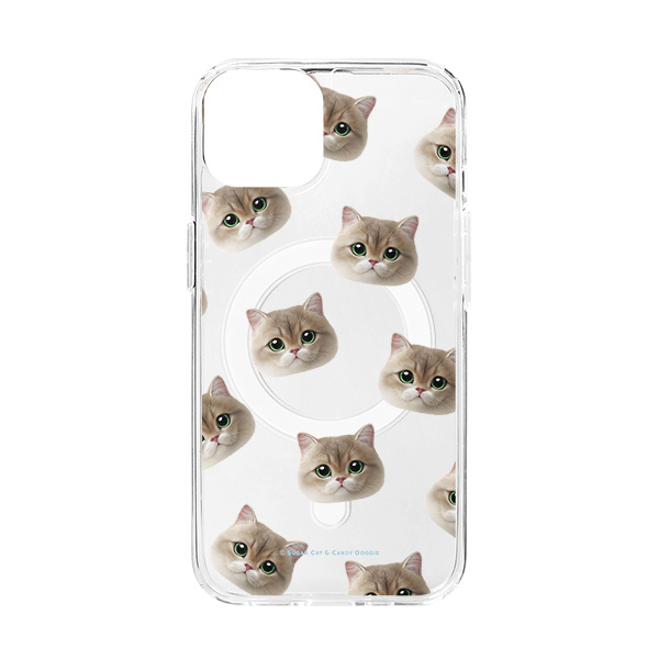 Christmas the British Shorthair Face Patterns Clear Gelhard Case (for MagSafe)