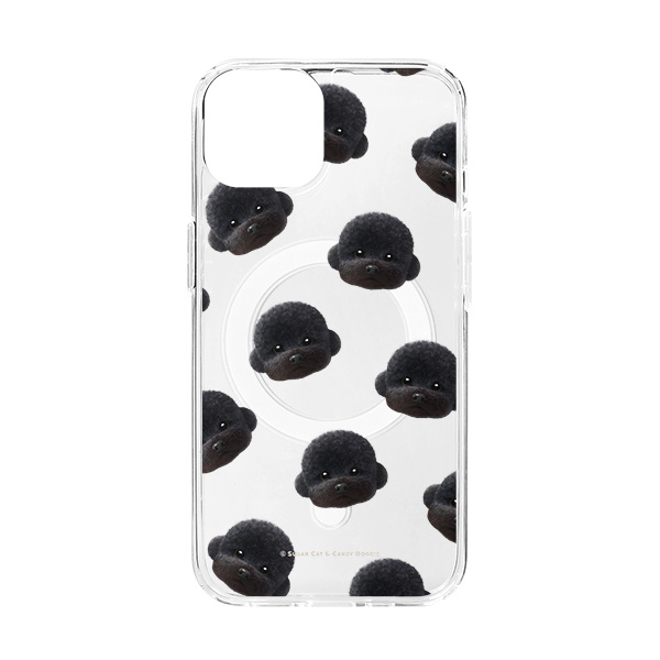 Cola the Medium Poodle Face Patterns Clear Gelhard Case (for MagSafe)
