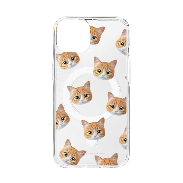 Hobak the Cheese Tabby Face Patterns Clear Gelhard Case (for MagSafe)