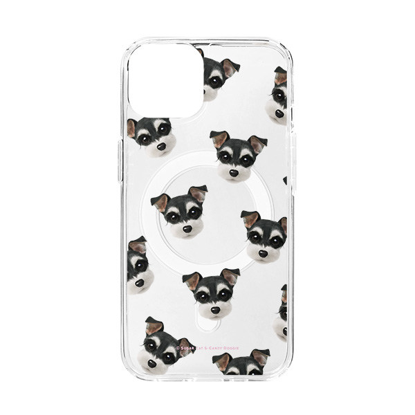 Jini the Schnauzer Face Patterns Clear Gelhard Case (for MagSafe)