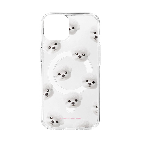 Louis the Bichon Frise Face Patterns Clear Gelhard Case (for MagSafe)