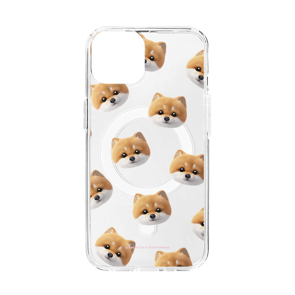 Pommy the Pomeranian Face Patterns Clear Gelhard Case (for MagSafe)
