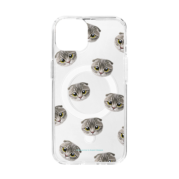 Tory Face Patterns Clear Gelhard Case (for MagSafe)