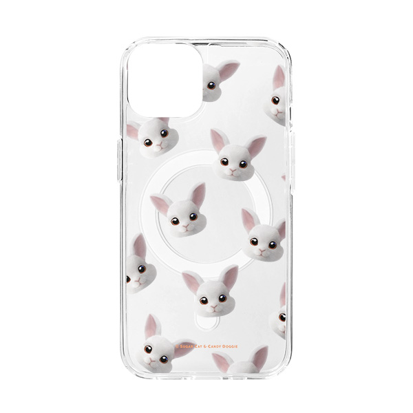 Carrot the Rabbit Face Patterns Clear Gelhard Case (for MagSafe)