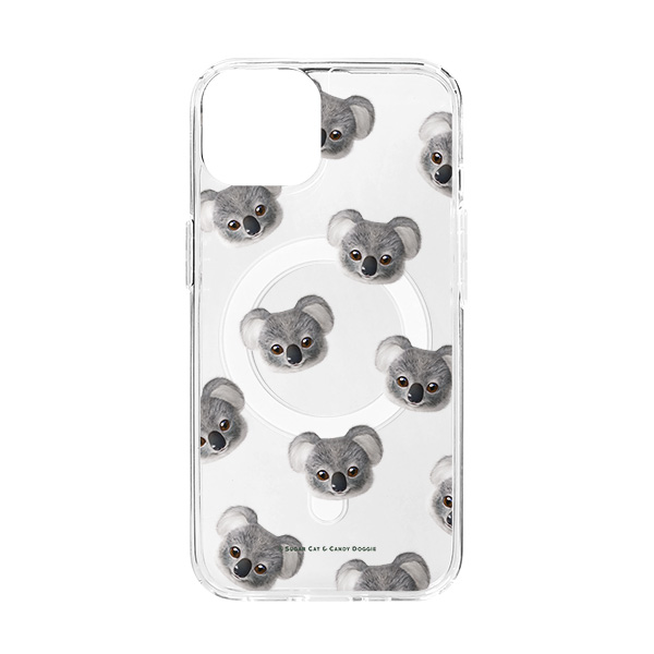 Coco the Koala Face Patterns Clear Gelhard Case (for MagSafe)