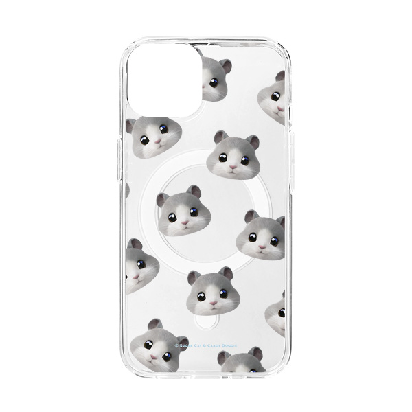 Malang the Hamster Face Patterns Clear Gelhard Case (for MagSafe)