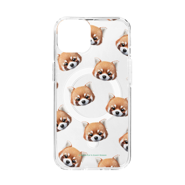 Radi the Lesser Panda Face Patterns Clear Gelhard Case (for MagSafe)