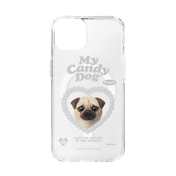Puggie the Pug Dog MyHeart Clear Gelhard Case (for MagSafe)