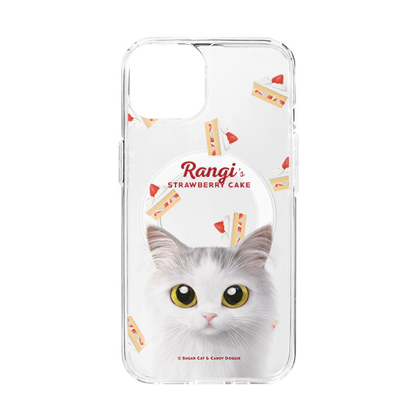 Rangi the Norwegian forest’s Strawberry Cake Clear Gelhard Case (for MagSafe)