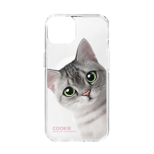 Cookie the American Shorthair Peekaboo Clear Gelhard Case (for MagSafe)