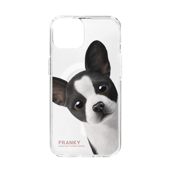Franky the French Bulldog Peekaboo Clear Gelhard Case (for MagSafe)