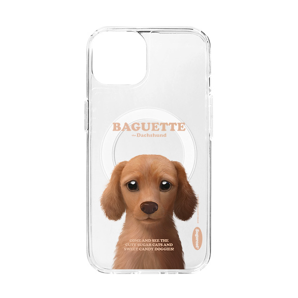 Baguette the Dachshund Retro Clear Gelhard Case (for MagSafe)