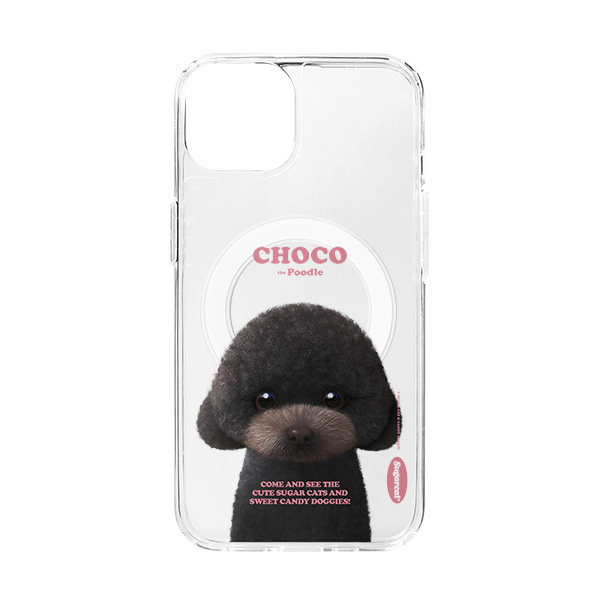 Choco the Black Poodle Retro Clear Gelhard Case (for MagSafe)