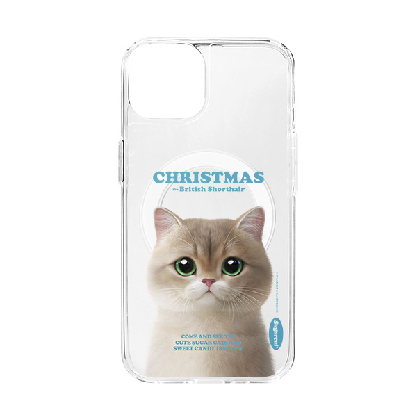 Christmas the British Shorthair Retro Clear Gelhard Case (for MagSafe)