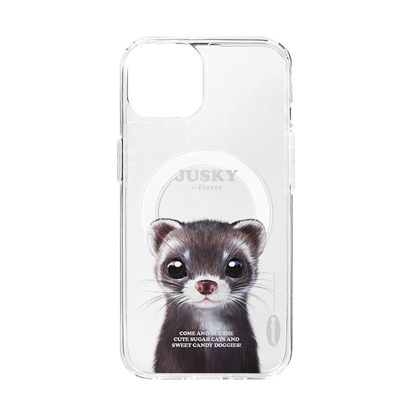 Jusky the Ferret Retro Clear Gelhard Case (for MagSafe)