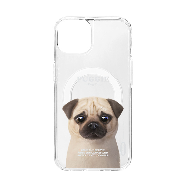 Puggie the Pug Dog Retro Clear Gelhard Case (for MagSafe)