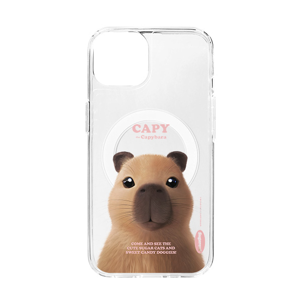 Capybara the Capy Retro Clear Gelhard Case (for MagSafe)