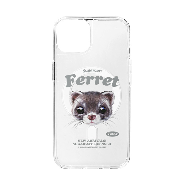 Jusky the Ferret TypeFace Clear Gelhard Case (for MagSafe)