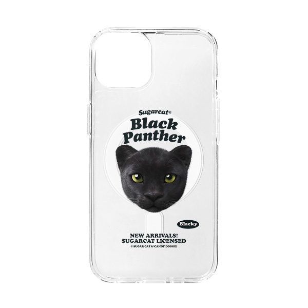 Blacky the Black Panther TypeFace Clear Gelhard Case (for MagSafe)