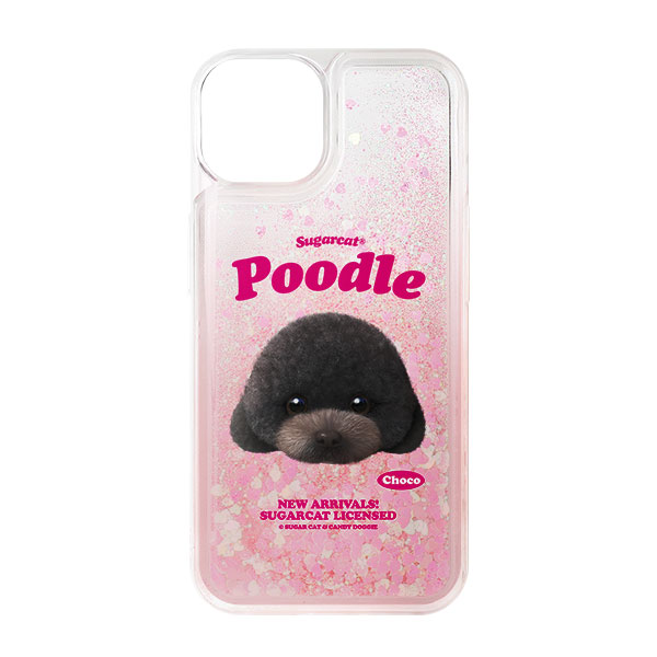 Choco the Black Poodle TypeFace Aqua Glitter Case