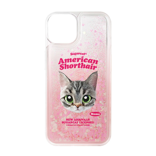 Momo the American shorthair cat TypeFace Aqua Glitter Case
