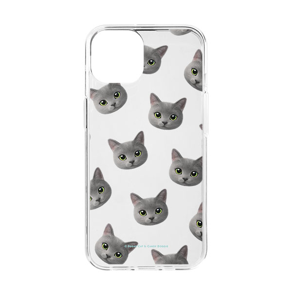 Chico the Russian Blue Face Patterns Clear Jelly/Gelhard Case