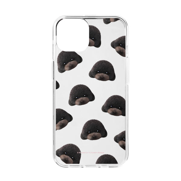 Choco the Black Poodle Face Patterns Clear Jelly Case