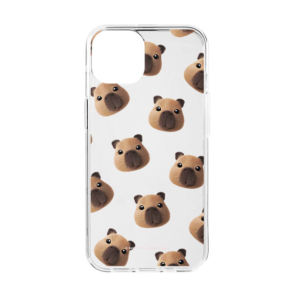 Capybara the Capy Face Patterns Clear Jelly/Gelhard Case