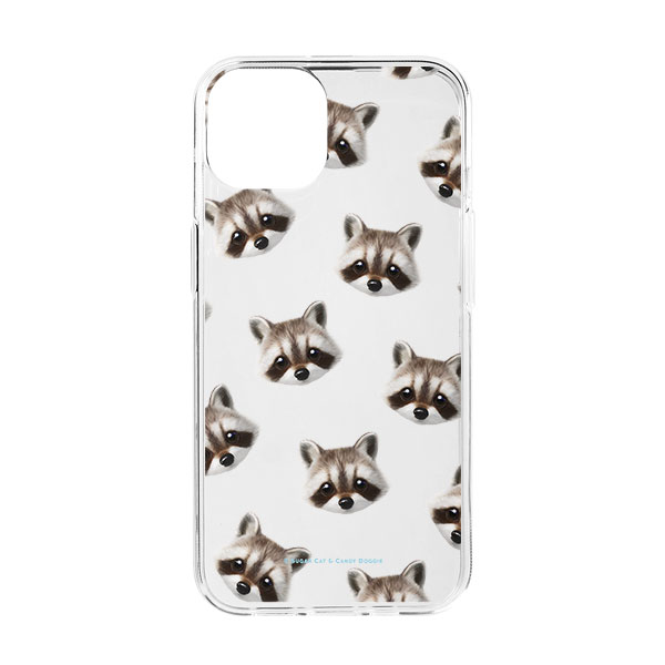 Nugulman the Raccoon Face Patterns Clear Jelly Case