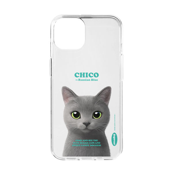 Chico the Russian Blue Retro Clear Jelly/Gelhard Case