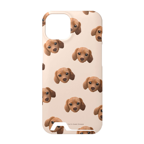 Baguette the Dachshund Face Patterns Under Card Hard Case