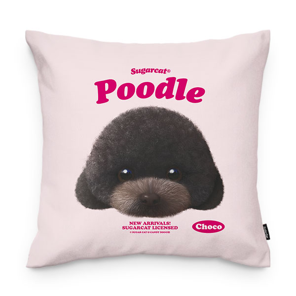 Choco the Black Poodle TypeFace Throw Pillow