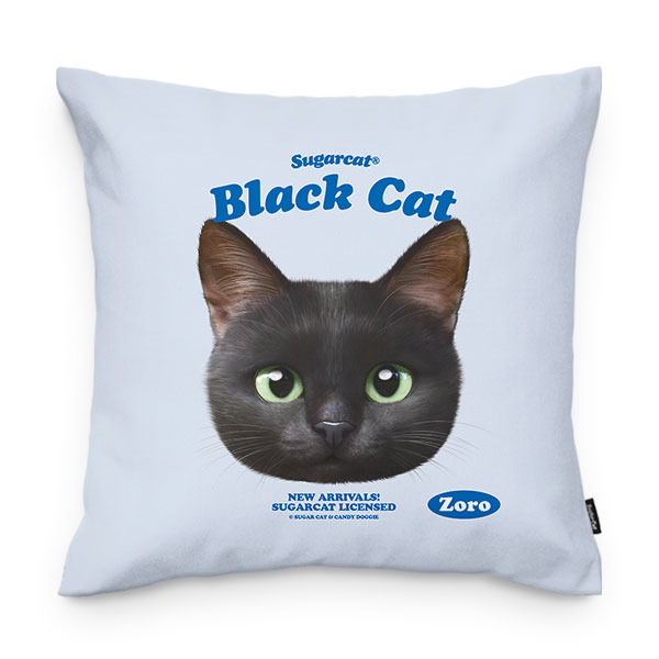 Zoro the Black Cat TypeFace Throw Pillow