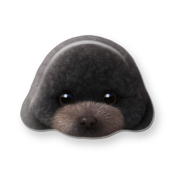 Choco the Black Poodle Face Shape Epoxy Tok