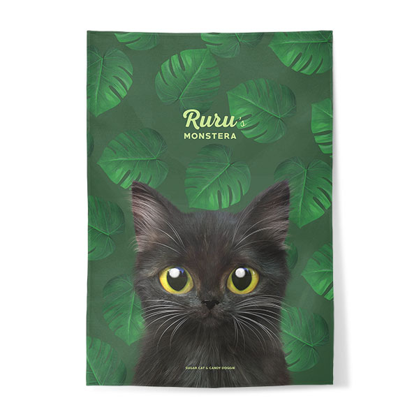 Ruru the Kitten’s Monstera Fabric Poster