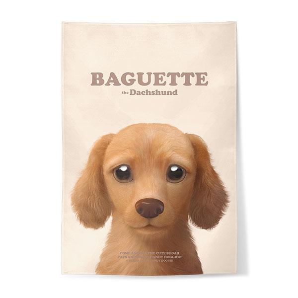 Baguette the Dachshund Retro Fabric Poster