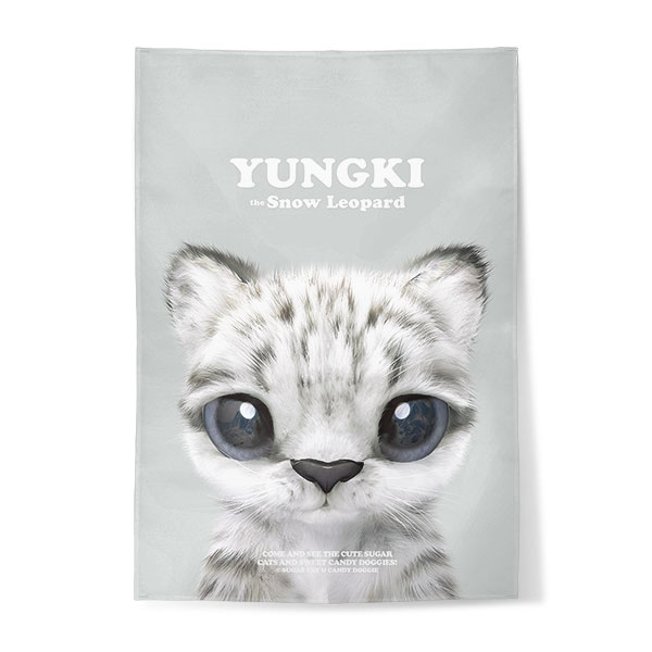 Yungki the Snow Leopard Retro Fabric Poster