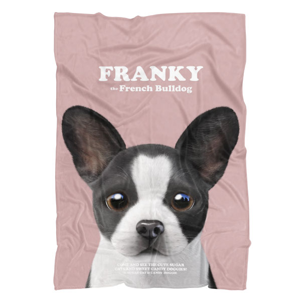 Franky the French Bulldog Retro Fleece Blanket