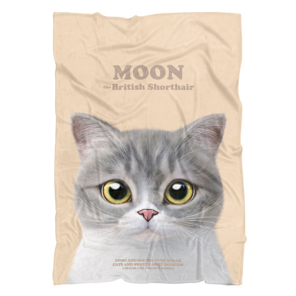 Moon the British Cat Retro Fleece Blanket