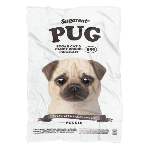 Puggie the Pug Dog New Retro Fleece Blanket