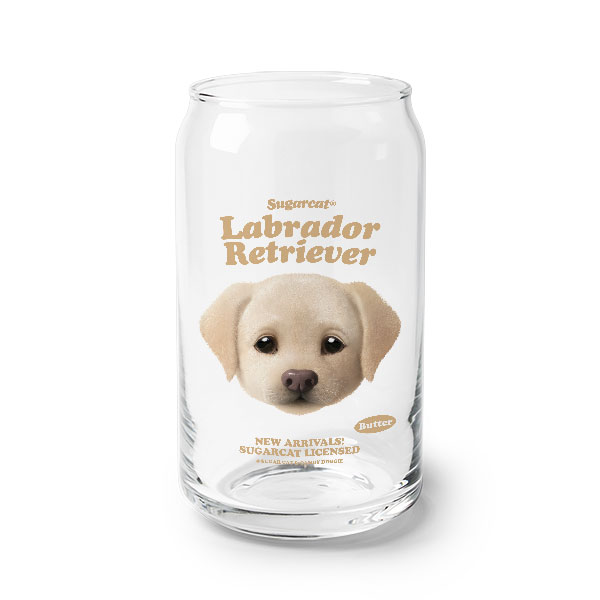 Butter the Labrador Retriever TypeFace Beer Can Glass