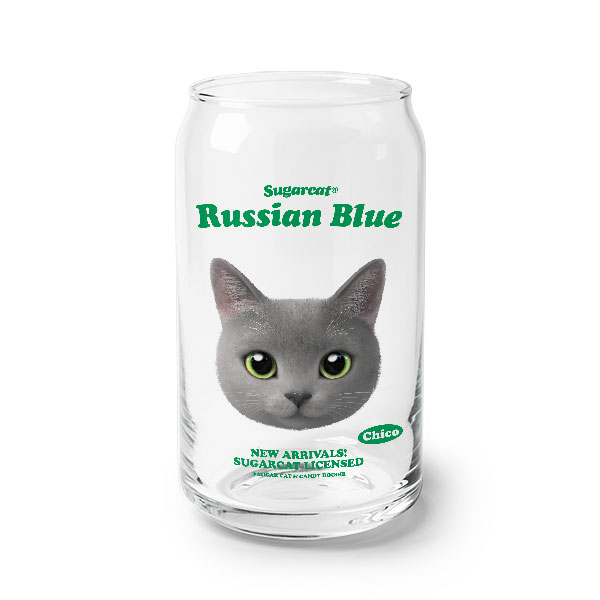 Chico the Russian Blue TypeFace Beer Can Glass