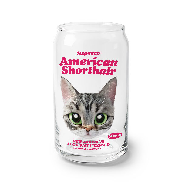 Momo the American shorthair cat TypeFace Beer Can Glass
