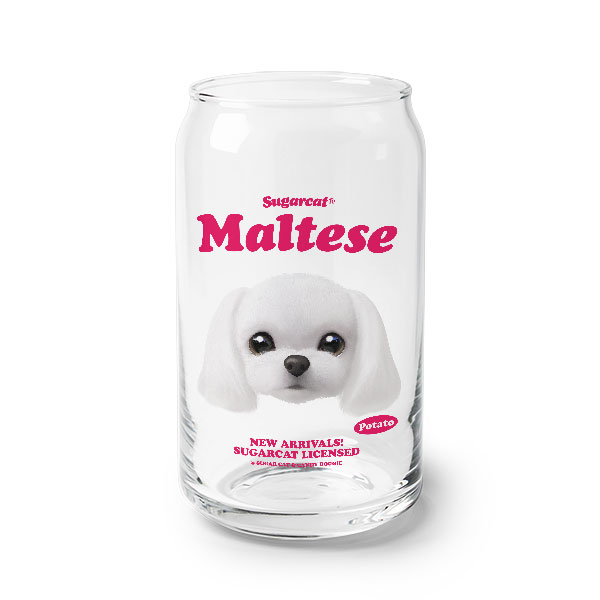 Potato the Maltese TypeFace Beer Can Glass