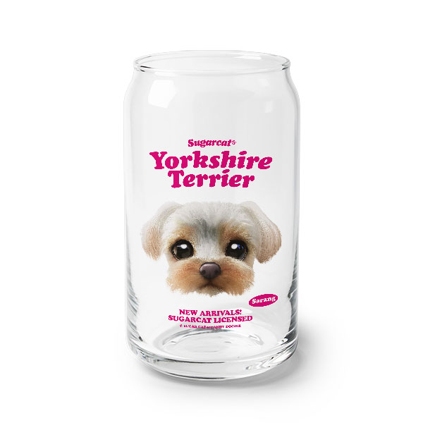 Sarang the Yorkshire Terrier TypeFace Beer Can Glass