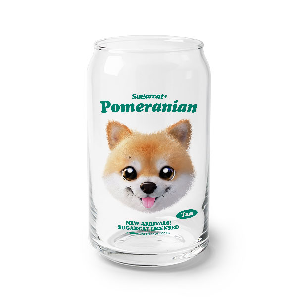 Tan the Pomeranian TypeFace Beer Can Glass