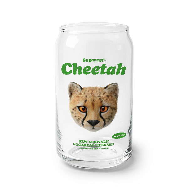 Samantha the Cheetah TypeFace Beer Can Glass