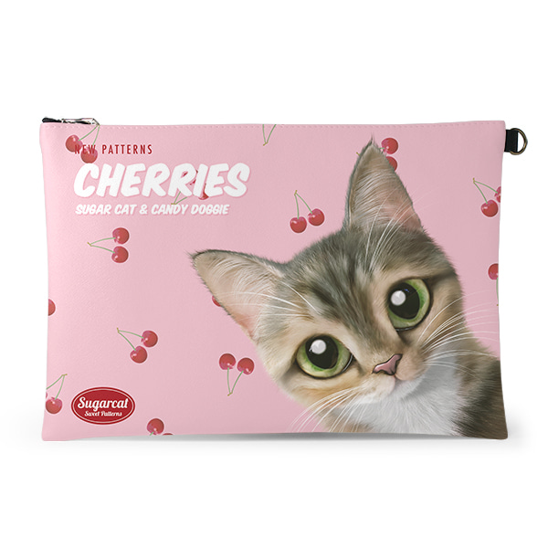 Cherry’s Cherries New Patterns Leather Clutch (Flat)